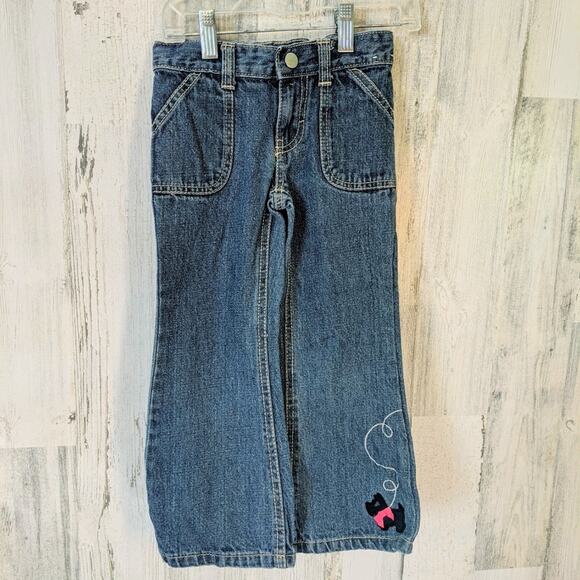 GYMBOREE Scottie Dog Boot Cutt Distressed Blue Jeans Girls Size 4 - Picture 1 of 7
